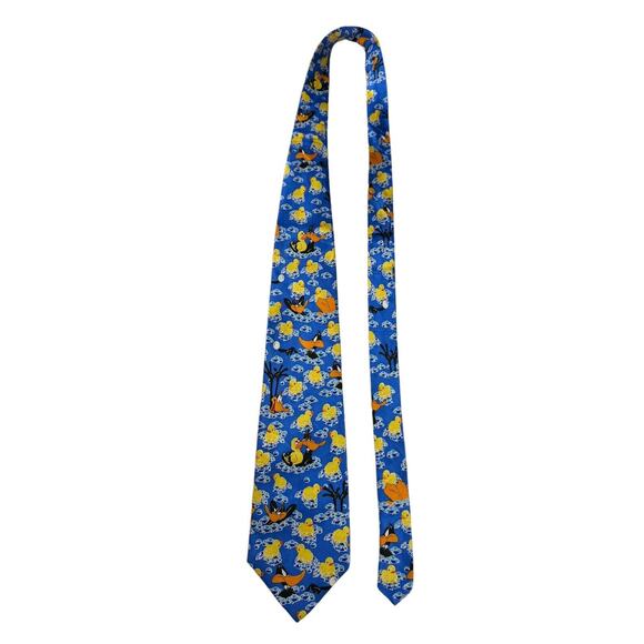 Looney Tunes Daffy Duck Rubber Ducks Cartoon Rare Vintage Necktie 100% Silk - Picture 2 of 7